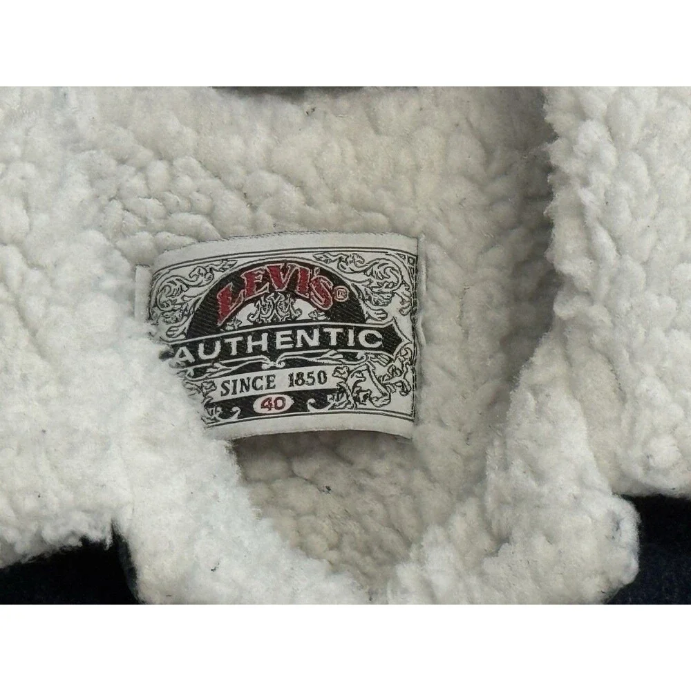 VTG Levis 80”s Type 3 Trucker Jacket White Sherpa Lined USA 40-M NICE!